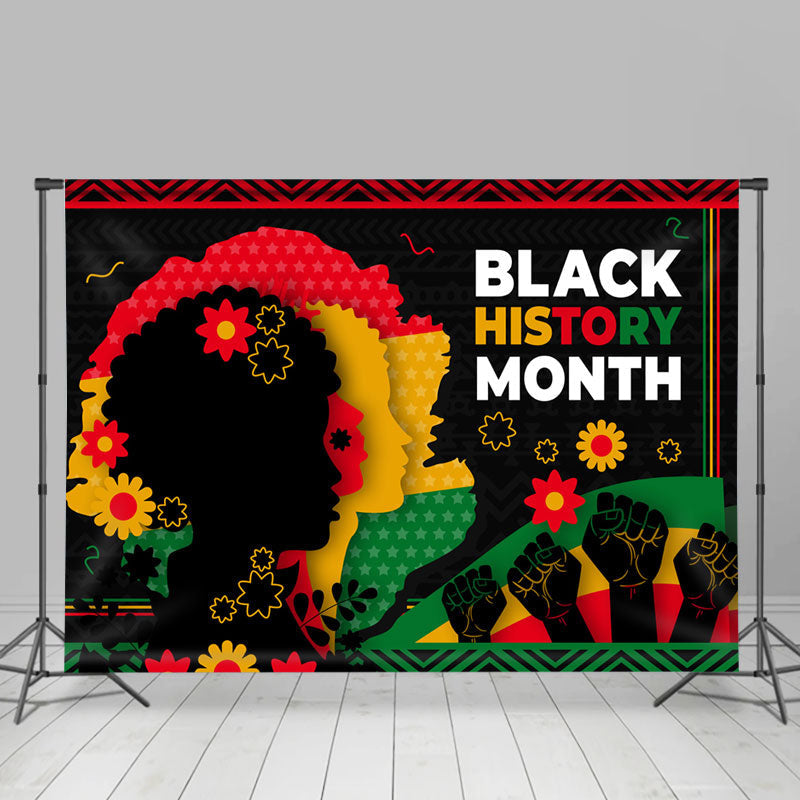 Lofaris Red Yellow Green Fist Black History Month Backdrop
