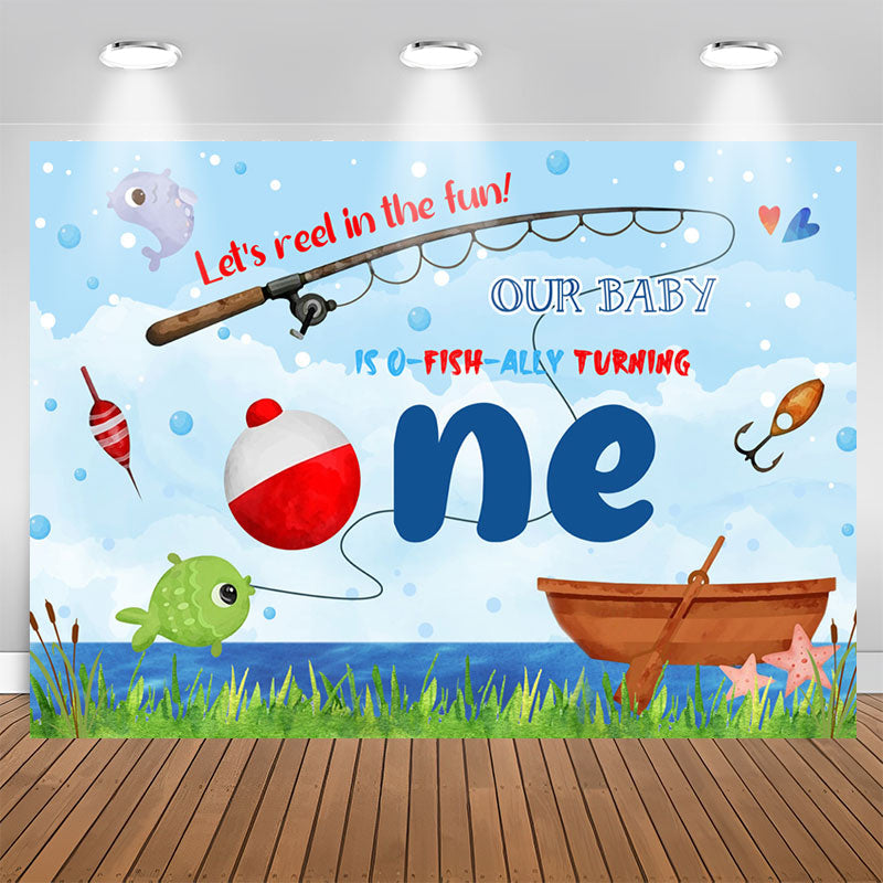 Lofaris Reel In The Fun Fishing Theme 1st Birthday Backdrop
