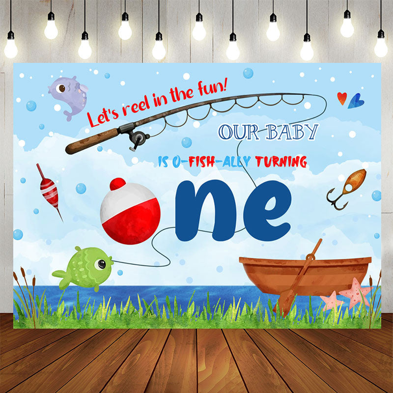 Lofaris Reel In The Fun Fishing Theme 1st Birthday Backdrop