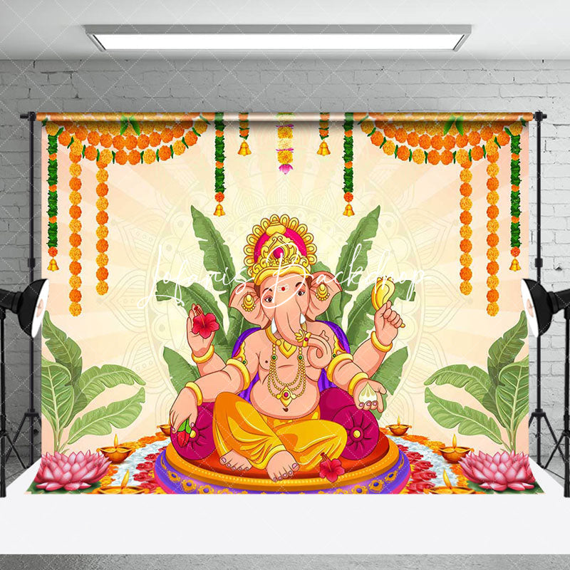 Lofaris Religious Culture Hinduism Worship Ganesha Backdrop