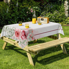 Lofaris Rendered Flowers Sweet Leaf Rectangle Tablecloth