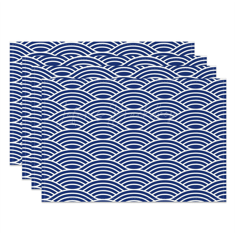 Lofaris Repeat Blue White Lines Dining Set Of 4 Placemats