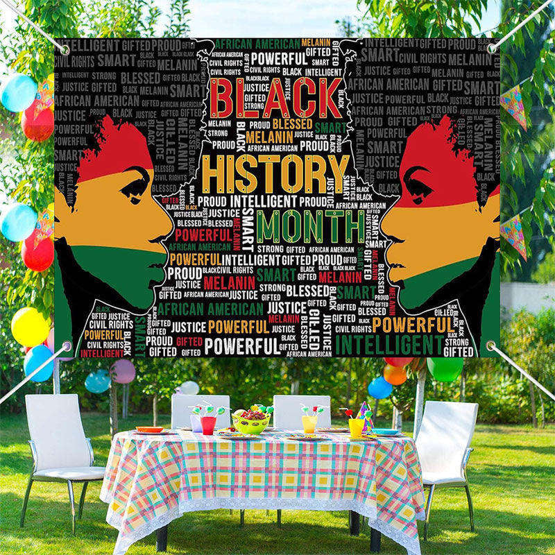 Lofaris Repeat Letters Girl Black History Month Backdrop