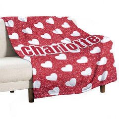 Lofaris Repeat White Heart Red Custom Valentines Day Blanket