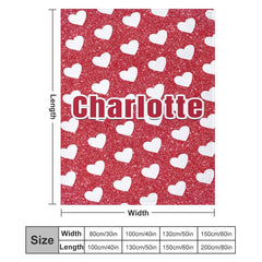 Lofaris Repeat White Heart Red Custom Valentines Day Blanket