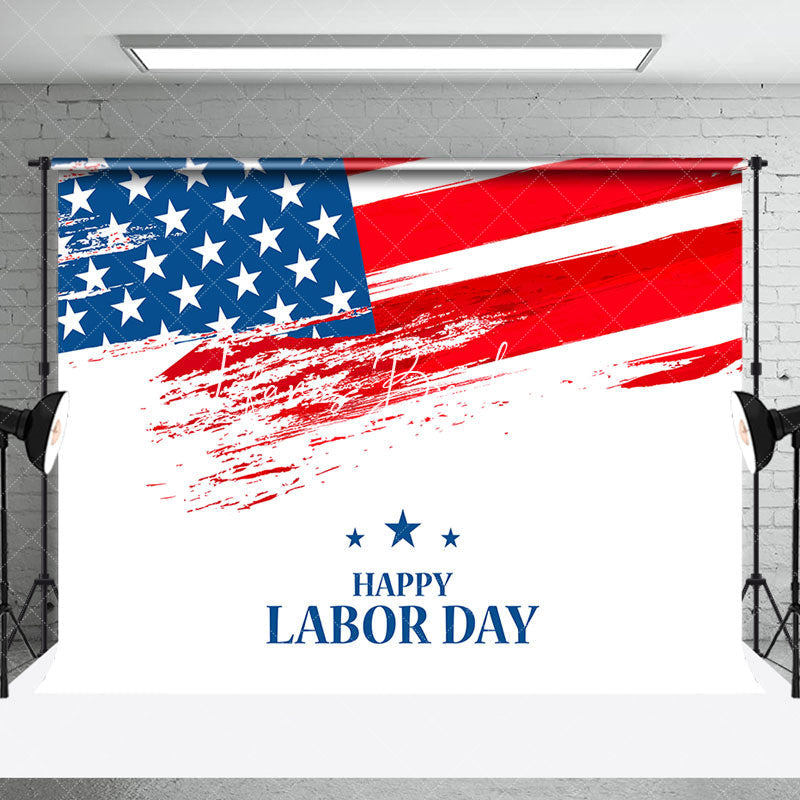 Lofaris Retro American Flag White Happy Labor Day Backdrop