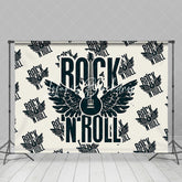 Lofaris Retro Beige Black Repeated Rock N Roll Wing Backdrop