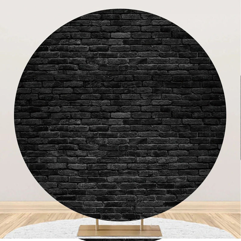 Lofaris Retro Black Brick Wall Round Backdrop For Birthday