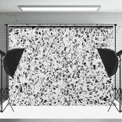 Lofaris Retro Black White Terrazzo Abstract Textured Backdrop