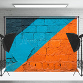Lofaris Retro Blue Orange Brick Graffiti Wall Photo Backdrop