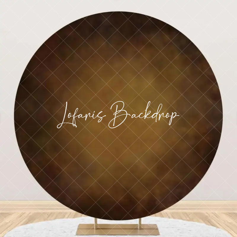 Lofaris Retro Brown Abstract Texture Round Birthday Backdrop