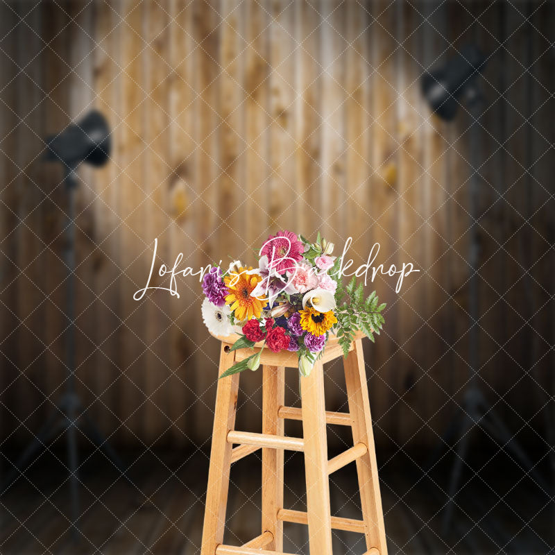 Lofaris Retro Brown Vertical Wood Grain Photo Booth Backdrop