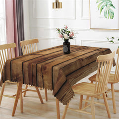 Lofaris Retro Brown Wood Texture Rectangle Dining Tablecloth