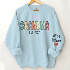 Lofaris Retro Color Grandma Est Year And Kids Sweatshirt