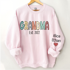 Lofaris Retro Color Grandma Est Year And Kids Sweatshirt