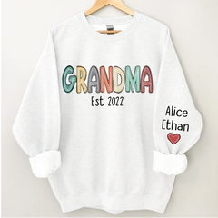 Lofaris Retro Color Grandma Est Year And Kids Sweatshirt