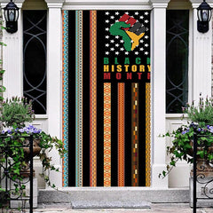 Lofaris Retro Colored Stripes Black History Month Door Cover