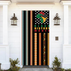 Lofaris Retro Colored Stripes Black History Month Door Cover