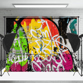 Lofaris Retro Colorful Graffiti Brick Wall Photo Backdrop