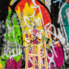 Lofaris Retro Colorful Graffiti Brick Wall Photo Backdrop