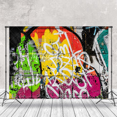 Lofaris Retro Colorful Graffiti Brick Wall Photo Backdrop