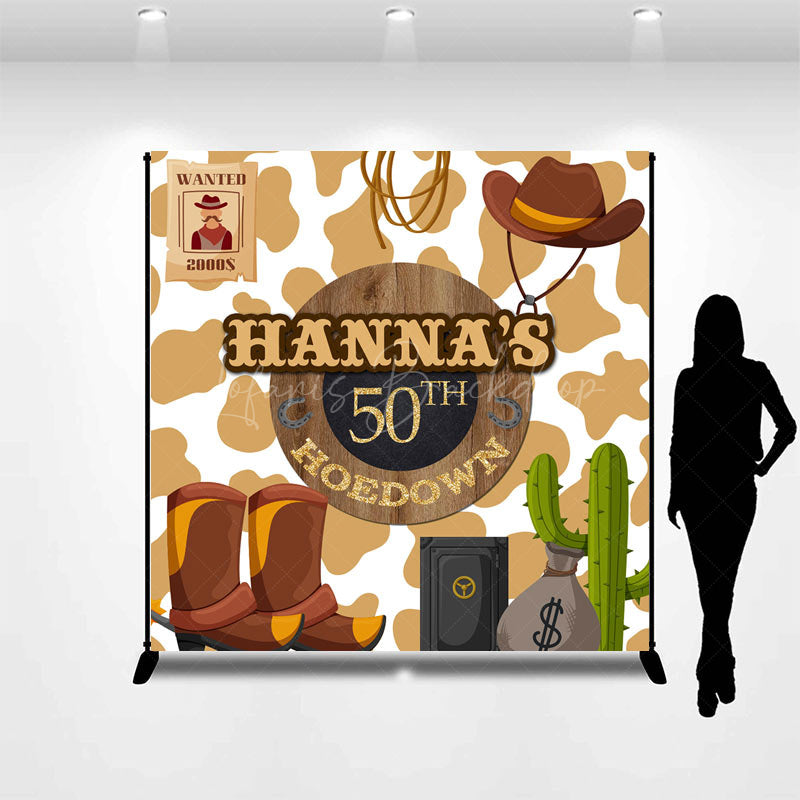Lofaris Retro Cowboy Cactus Custom 50th Birthday Backdrop