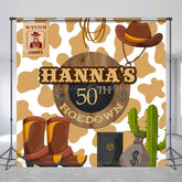 Lofaris Retro Cowboy Cactus Custom 50th Birthday Backdrop