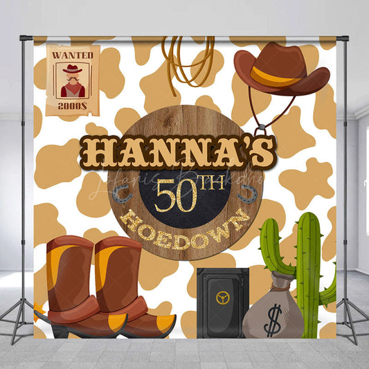 Lofaris Retro Cowboy Cactus Custom 50th Birthday Backdrop