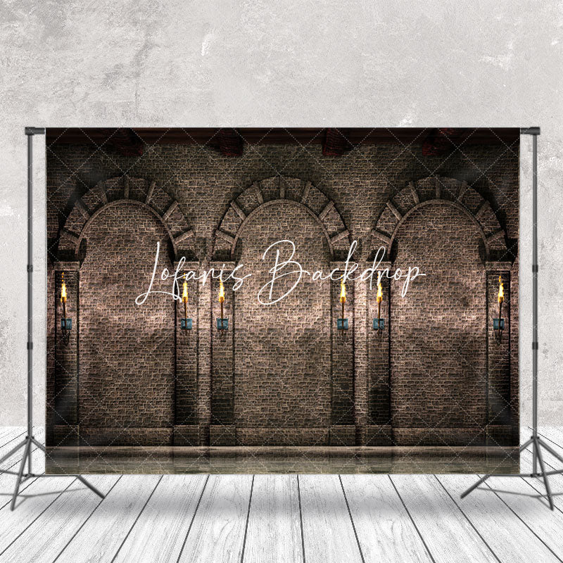 Lofaris Retro Dark Brick Wall Light Photography Backdrop