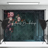Lofaris Retro Dark Green Wall Floral Fine Art Photo Backdrop
