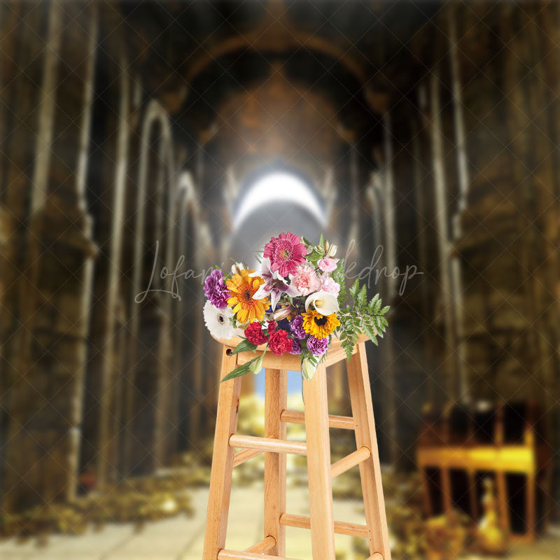 Lofaris Retro Gold Palace Treasure Backdrop For Photo Booth