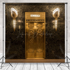 Lofaris Retro Gorgeous Black Gold Marble Door Photo Backdrop