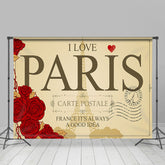 Lofaris Retro Letter Rose I Love Paris Eiffel Tower Backdrop