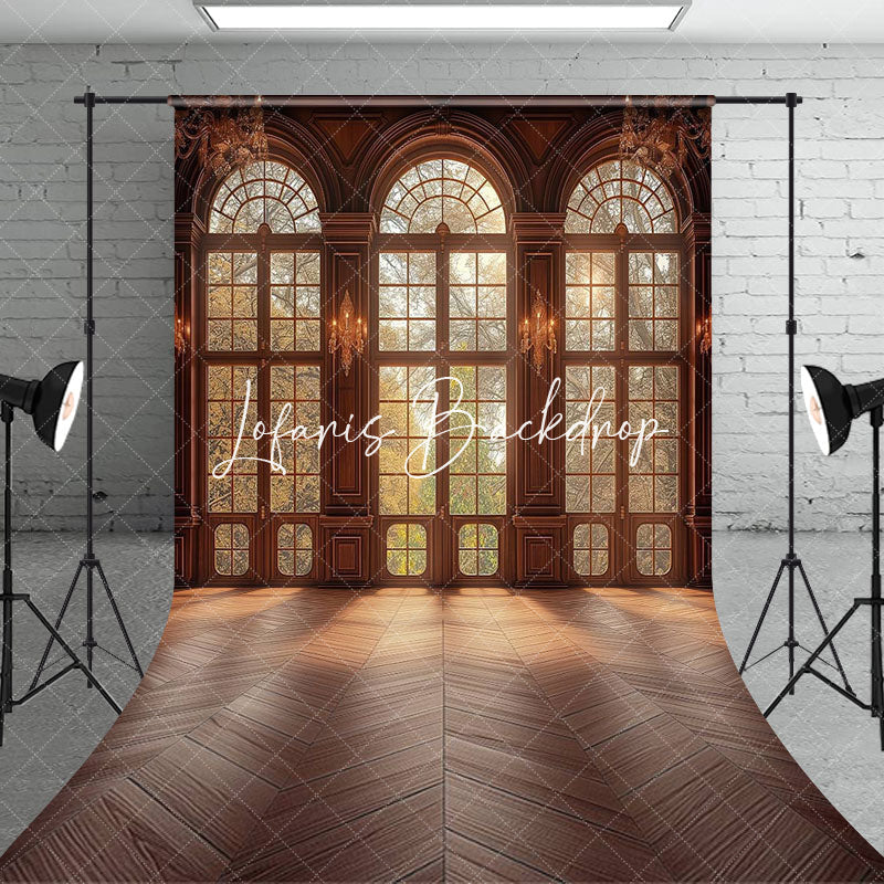Lofaris Retro Luxury Brown Floor Window Backdrop For Photo