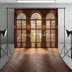 Lofaris Retro Luxury Brown Floor Window Backdrop For Photo