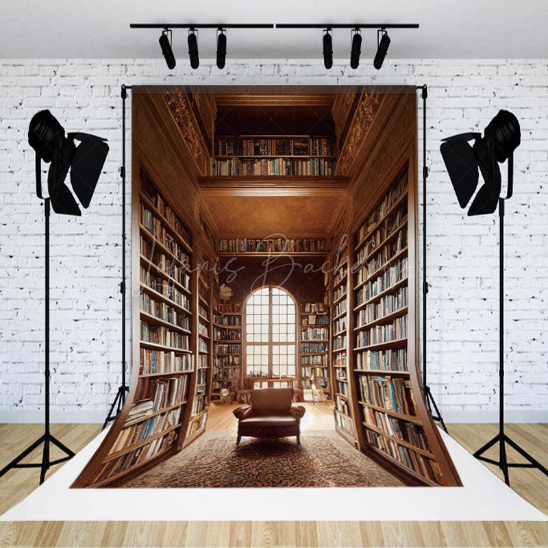 Lofaris Retro Magnificent Bookstore Wooden Photo Backdrop
