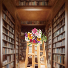 Lofaris Retro Magnificent Bookstore Wooden Photo Backdrop