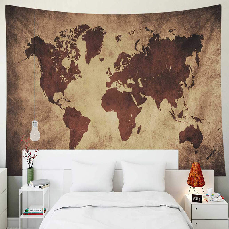 Lofaris Retro Medieval World Continent Contour Map Tapestry