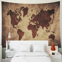 Lofaris Retro Medieval World Continent Contour Map Tapestry