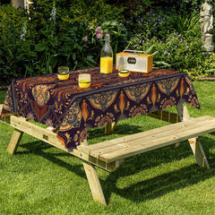 Lofaris Retro Orange Floral Rectangle Tablecloth for Bistro