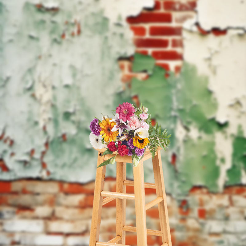 Lofaris Retro Plaster Shabby Red Brick Wall Photo Backdrop