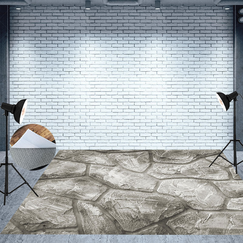Lofaris Retro Realistic Grey Stone Texture Photo Floor Mat