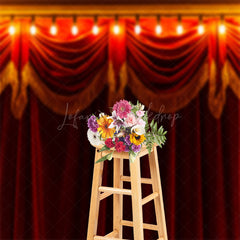 Lofaris Retro Red Curtain Light Circus Photography Backdrop
