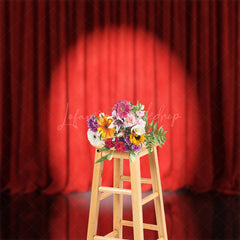 Lofaris Retro Red Curtain Spotlight Stage Photo Backdrop