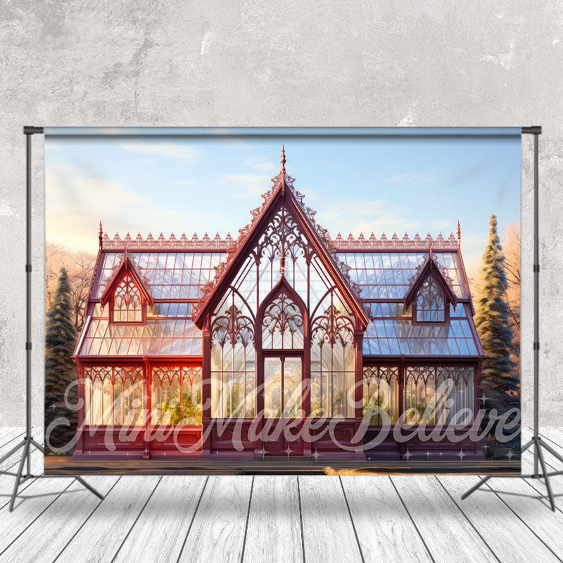 Lofaris Retro Red Spire Glass House Architecture Backdrop