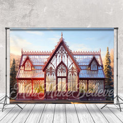 Lofaris Retro Red Spire Glass House Architecture Backdrop