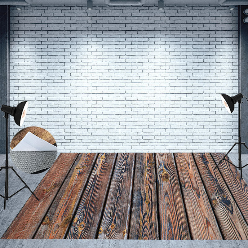 Lofaris Retro Reddish Brown Wood Texture Floor Backdrop