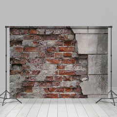 Lofaris Retro Rural Grey Red Brick Wall Portrait Backdrop