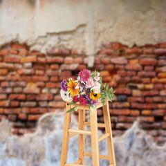 Lofaris Retro Shabby Red White Brick Wall Photo Backdrop