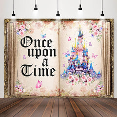 Lofaris Retro Story Book Castle Floral Girl Birthday Backdrop